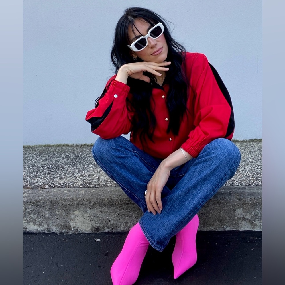 Balenciaga hot pink knife bootie